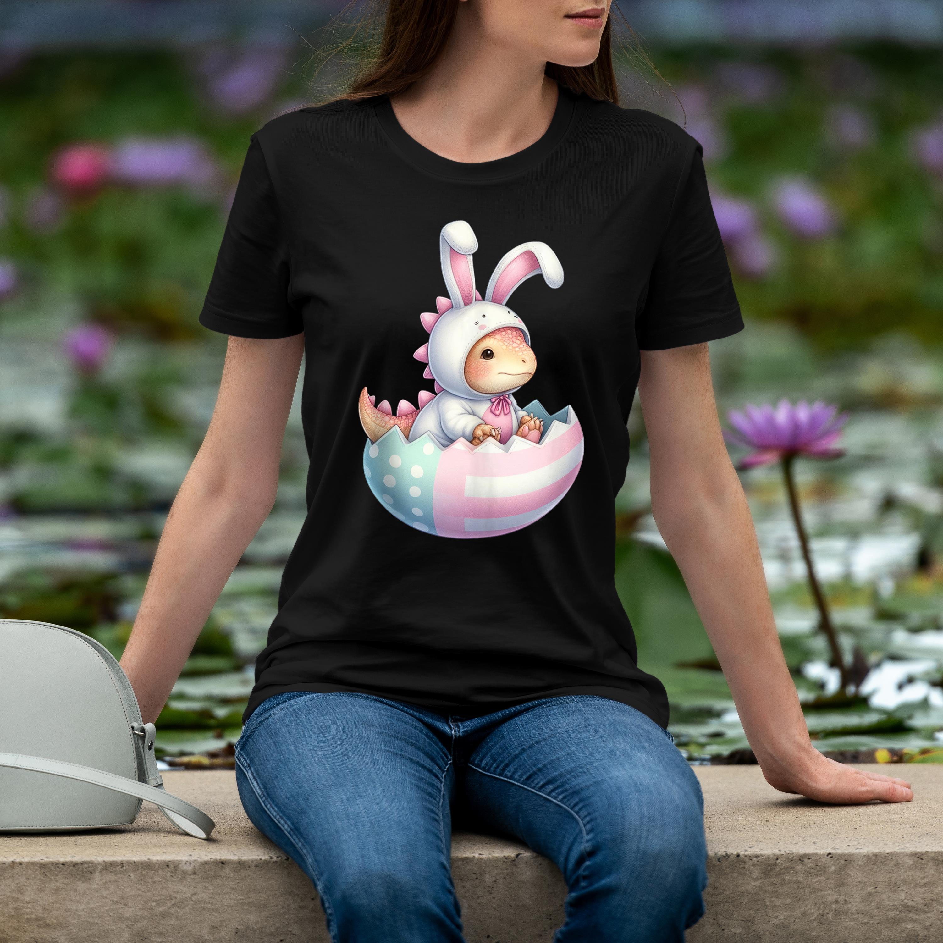 Easter Cute Dinosaur Bunny Easter Basket Stuffers Eggs Shirt 